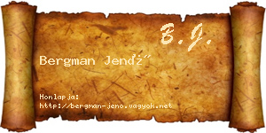 Bergman Jenő névjegykártya